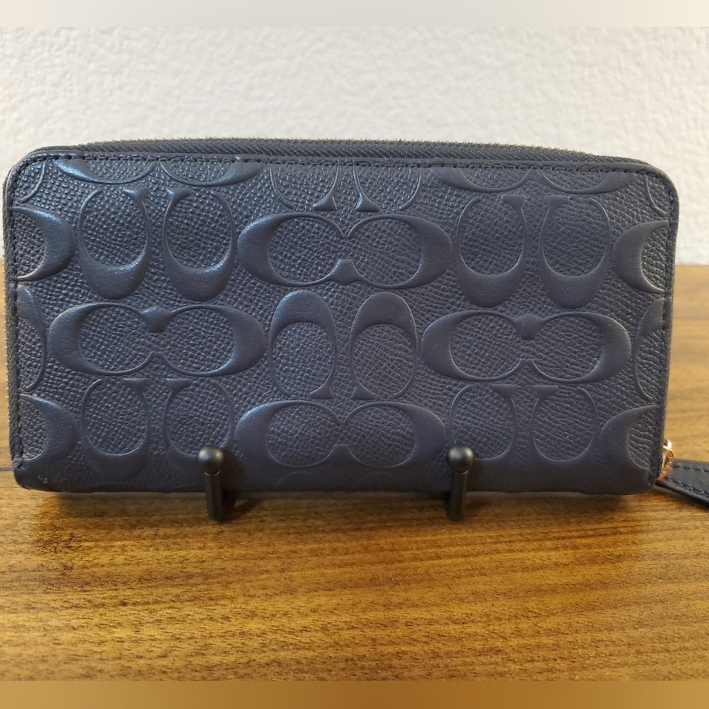 COACH LEATHER ACCORDION CHARCOAL/SLATE WALLET IN LIKE NEW CONDITION! - Picture 2 of 8